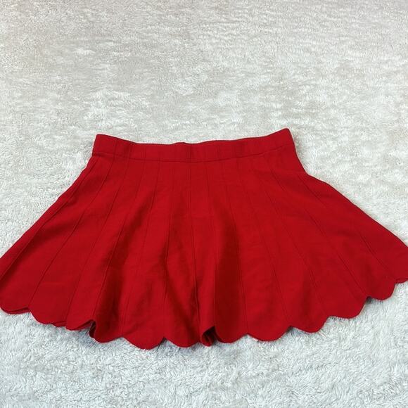Candie's knit scalloped hem red fit and flare skirt, size Large - Picture 1 of 6